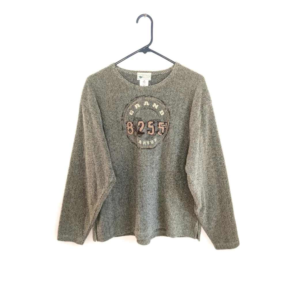 Early 2000s Grunge Outdoor Grand Canyon Logo Oversized Soft Ribbed Sweater - Picture 1 of 8